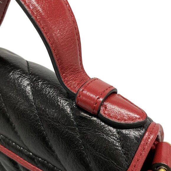 Auth GUCCI GG Marmont 583571 Black Red Leather Handbag - Picture 10 of 16